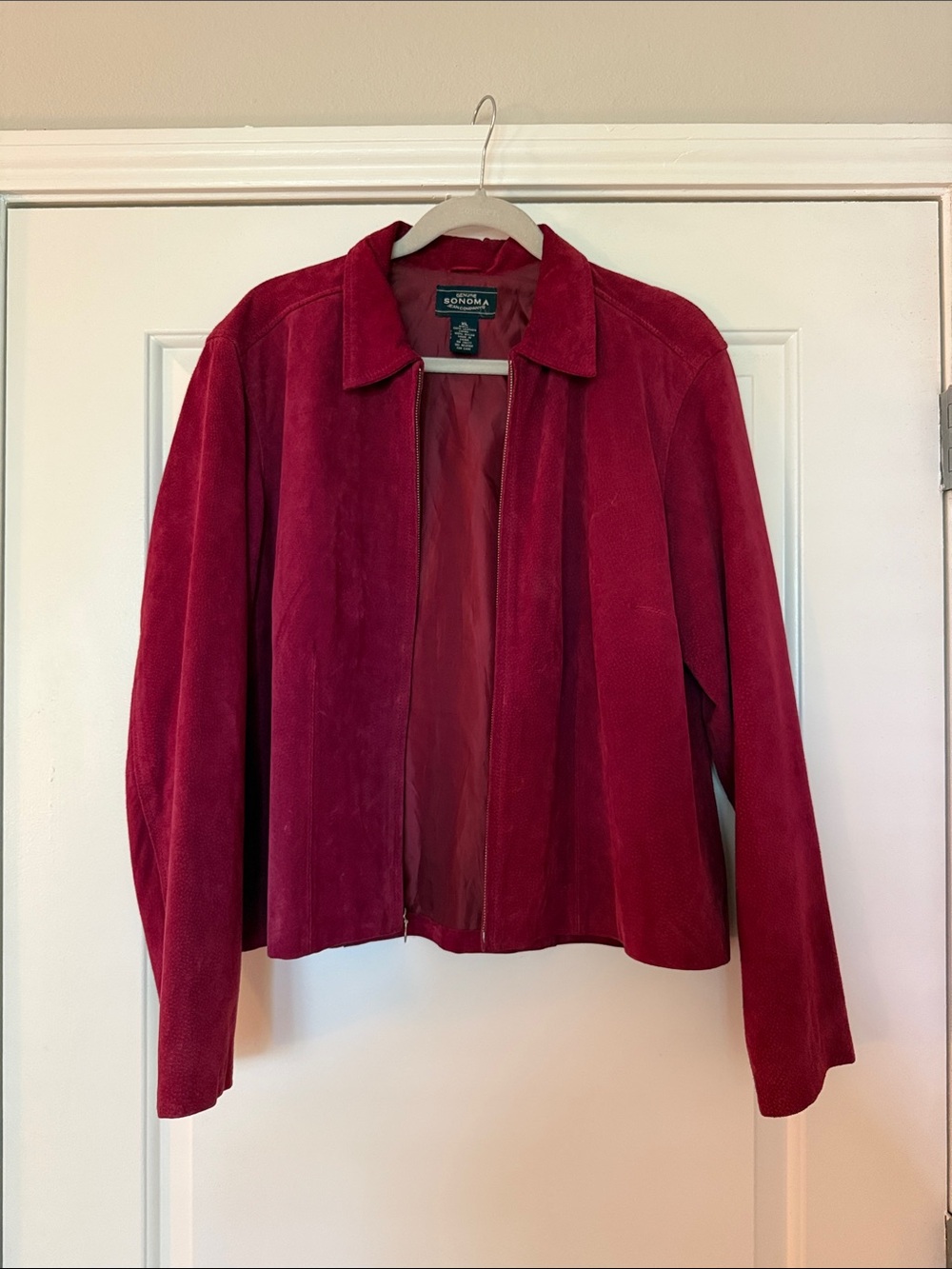 Vintage Sonoma Red Suede Zip-Front Jacket